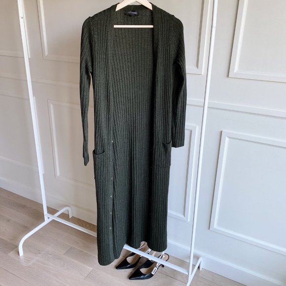 INTERMIX Sweaters - INTERMIX Ribbed Duster Cardigan Sweater - Green